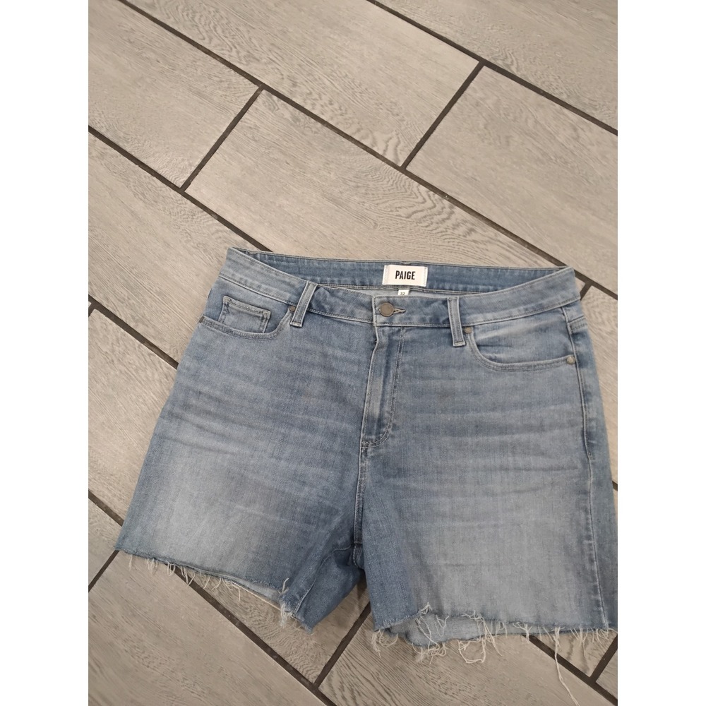 Paige Womens Light Wash Raw Hem Denim Jean Shorts Size 32 Blue Cut Off